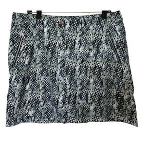 Daily Sports Born in Sweden Skort Gray  Animal Print Golf Front Zip Pocket Sz 12